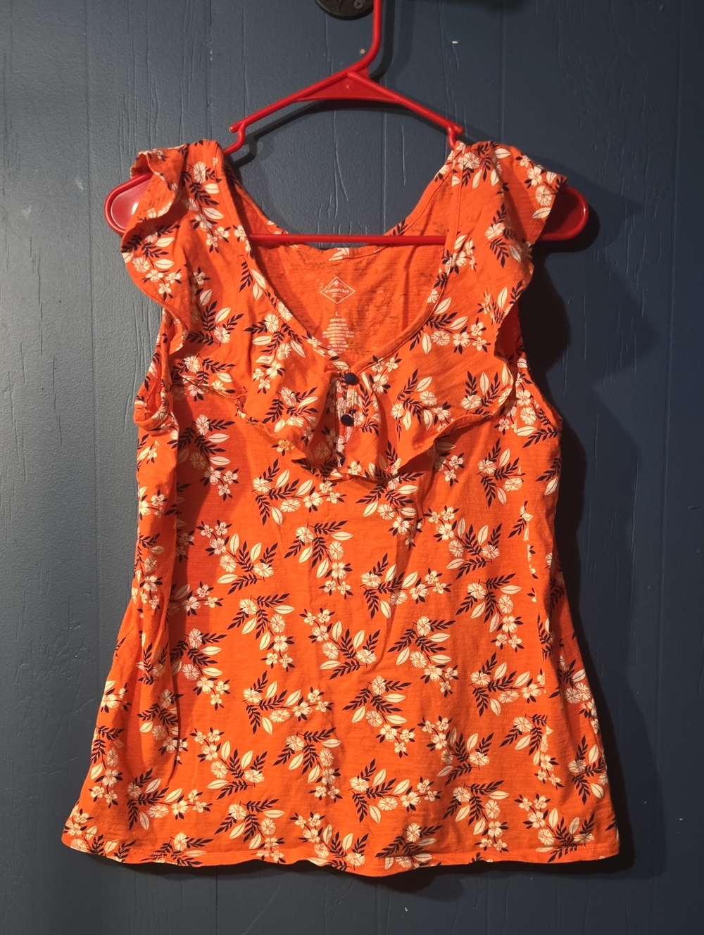 St. John's Bay Coral Floral Ruffle Camisole